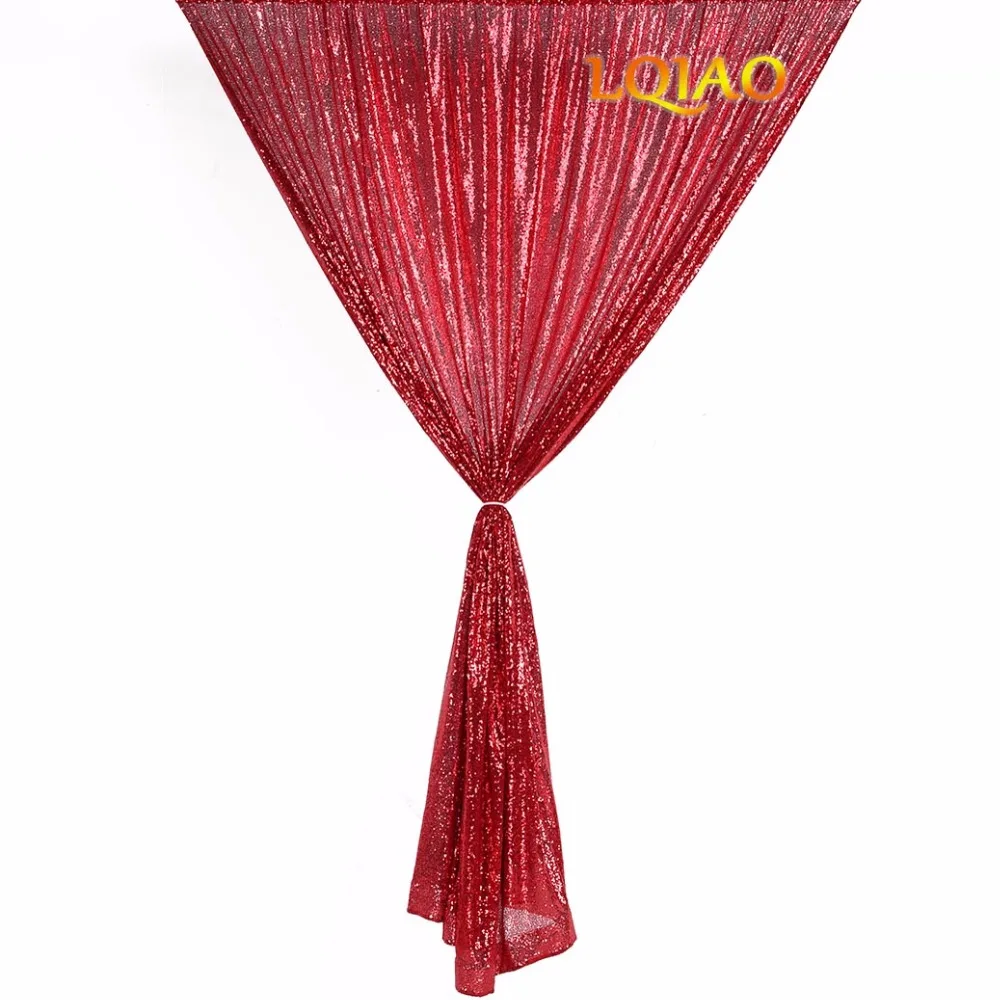 

Embroidered Sequin Fabric Curtain 240x250cm Shiny Red Modern Window Drapes Sequin Curtain for living room/photo booth backdrop