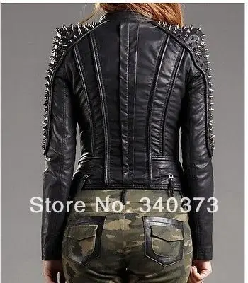 Leather jacket shoulder spikes Clearance