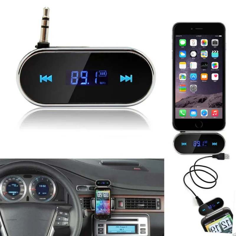 

Portable Wireless Car Kit 3.5mm audio interface Aux FM Transmitter MP3 Player USB SD LCD Remote Handsfree Mini for Music