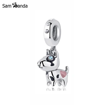 

Authentic 100% 925 Sterling Silver Bead Charm Bull Terrier Pendant Charms Pet Puppy Dog Fit Bracelets Women Diy Jewelry