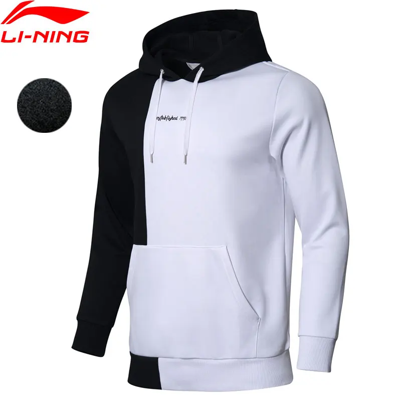 Мужская толстовка с капюшоном Li-Ning теплая флисовая Свободная кофта 34% хлопка 66%