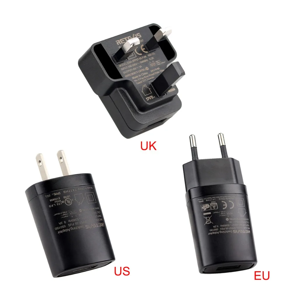 RETEVIS 5V 1A USB настенное зарядное устройство EU/US/UK/AU адаптер для RETEVIS H777 RT7 RT24 RT27 RT28 RT40 портативная рация/зарядное устройство для мобильного телефона