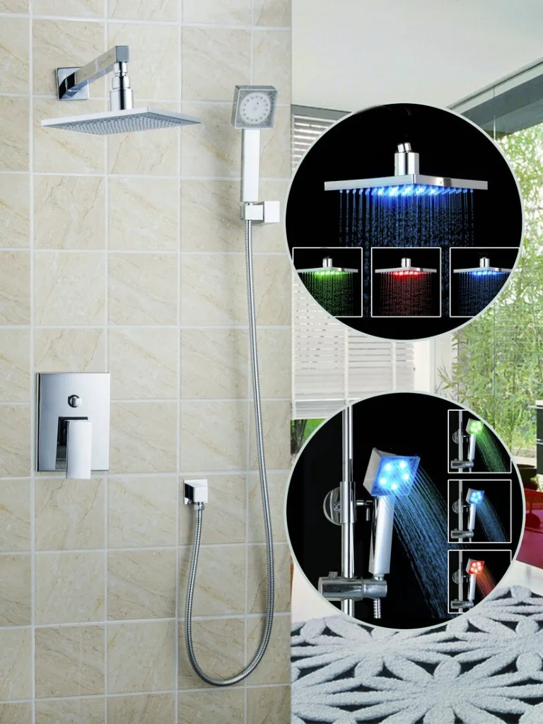 Bathroom Chrome Shower Faucet Set Wall Mount Mixer Rainfall 12/" Shower Head Tap