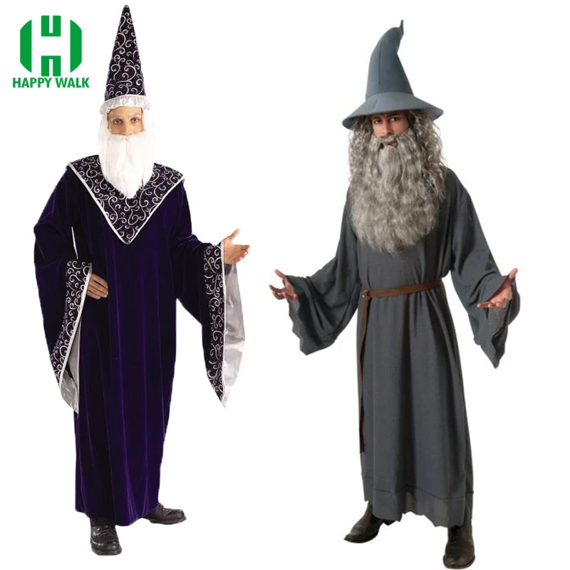 

2019 New Adult Hobbit Lord Of The Rings Gandalf Cosplay Costume For Men Halloween Wizard Carnival Cosplay Costume Custom Made