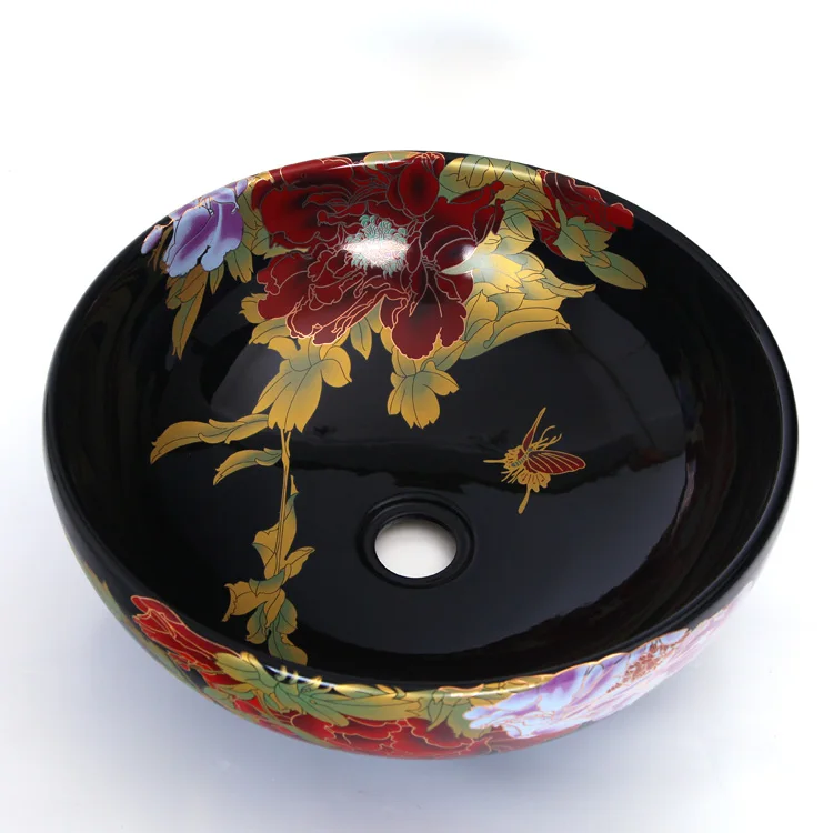 China Classic Painting Antique flower Ceramic Wash Basin hand painted porcelain wash basins bathroom sinks (3)