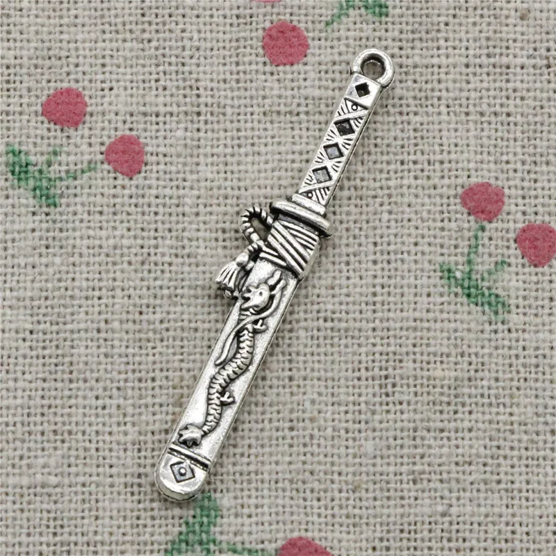 13pcs Charms samurai sword in sheath 44*8mm Tibetan Silver Vintage