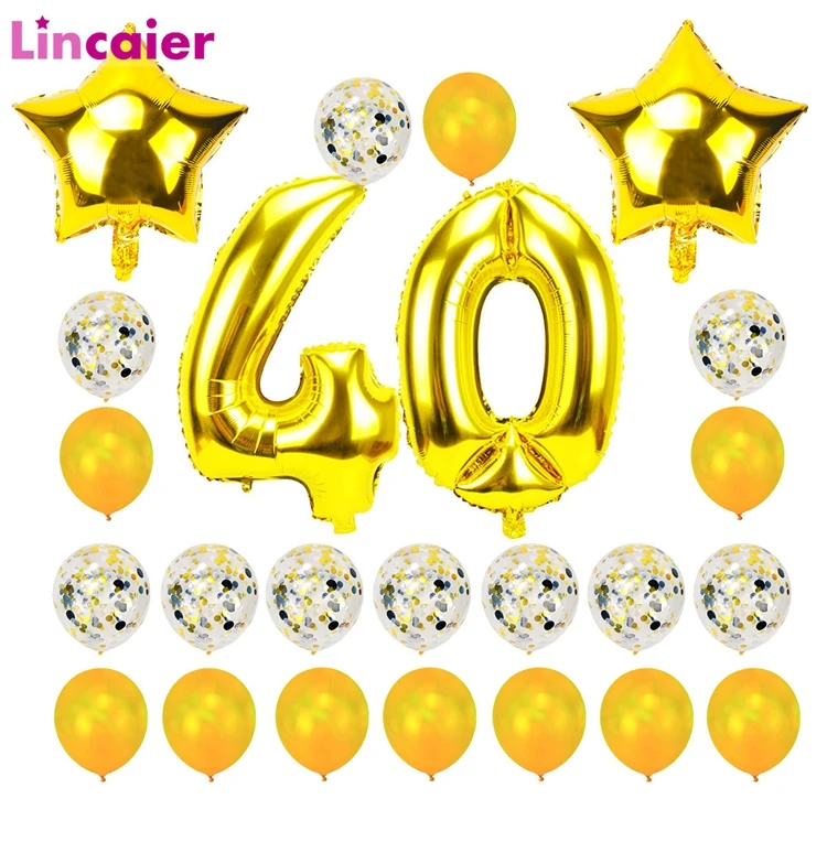 Lincaier 32 дюймов 62 см 40th день рождения золотые воздушные шары счастливые 40 лет вечерние украшения для мужчин и женщин сувениры Поставки 40