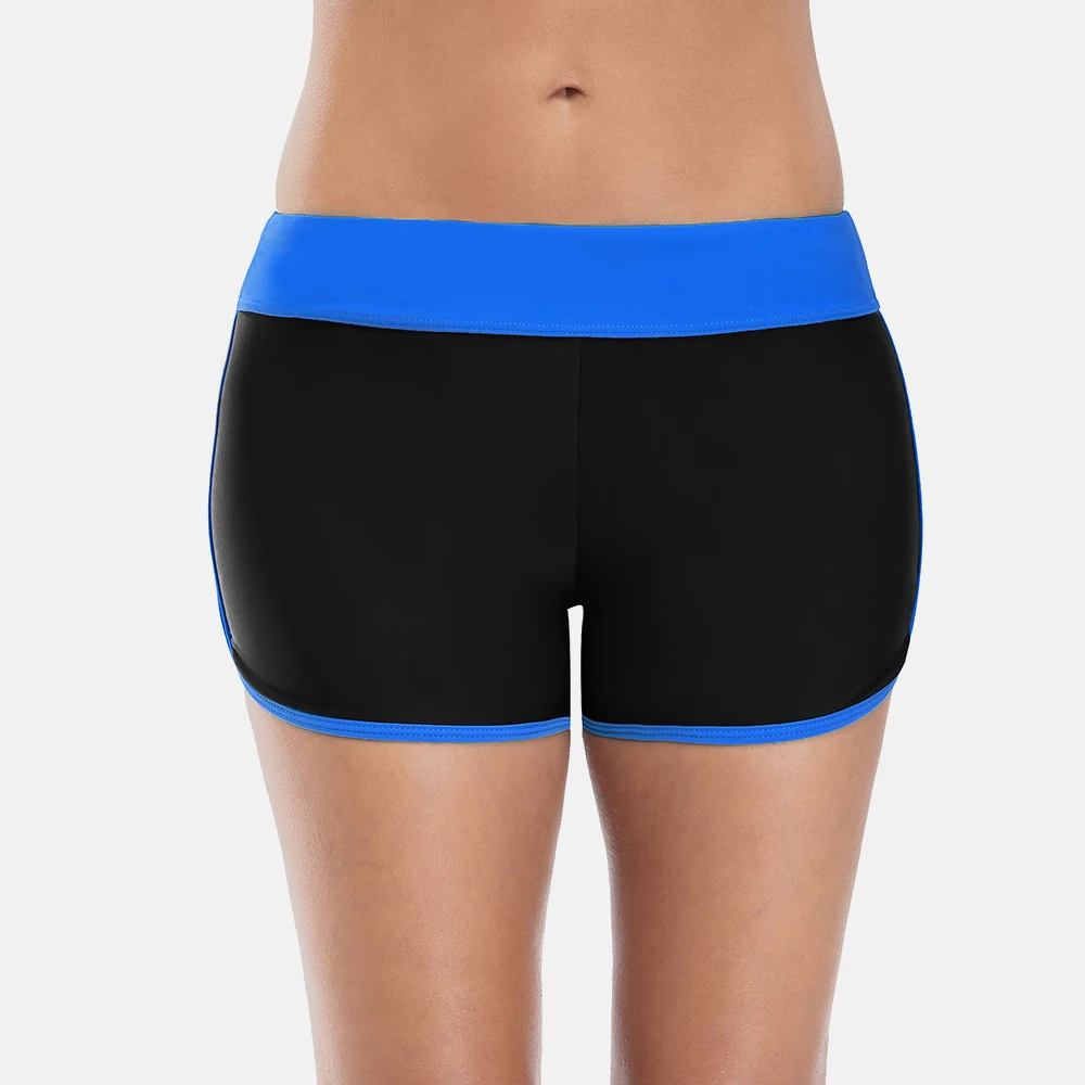 Attraco Swim Trunks Women Bikini Bottom Low Waist Ban Colorblock Swimwear Briefs Swimwear Split Swimming Trunks