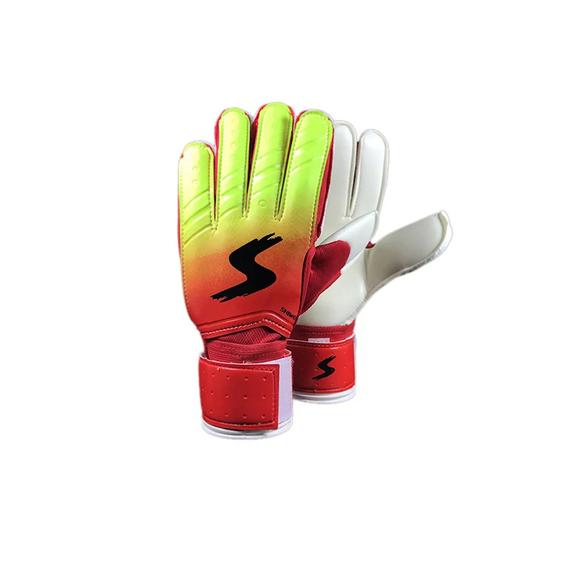 Цвет градиент Bone гильотины PU Латекс утолщенной футбольного вратаря Anti-Slip перчатки футбольные вратарские перчатки двойной защиты