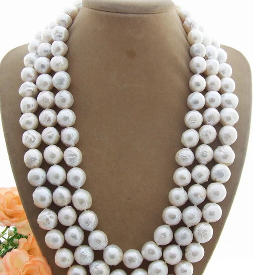 

HOT 003526 3Strds 11-12mm Bead-Nucleated Pearl Necklace