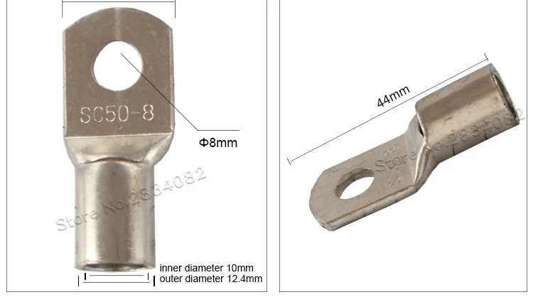 20 штук SC M8 M12 6mm2 10mm2 16mm2 25mm2 35mm2 50mm2 с отверстием для болта, из луженой меди кабельные наконечники Батарея терминалы