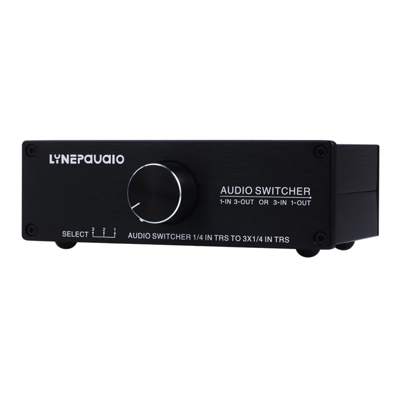Lynepauaio Audio Switcher 1 Input 3 Output Or 3 Input 1 Output Stereo Speaker Switch 1/4 Trs 6.35Mm Input And Output Interface