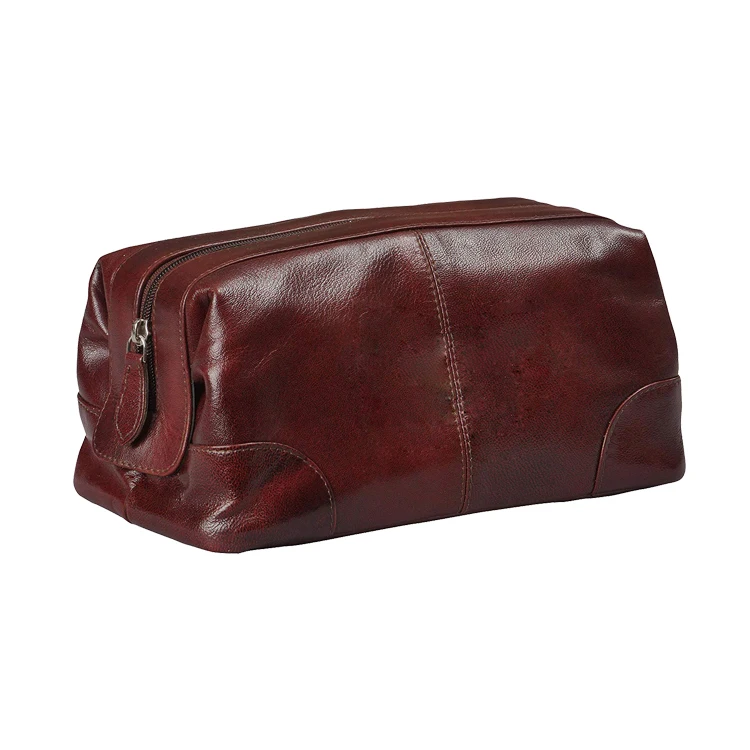 

BIG SIZE CUSTOM LOGO100% Genuine Leather Toiletry Bag Shaving Dopp Kit Travel Case Leather Toiletry Bag High quality custom logo