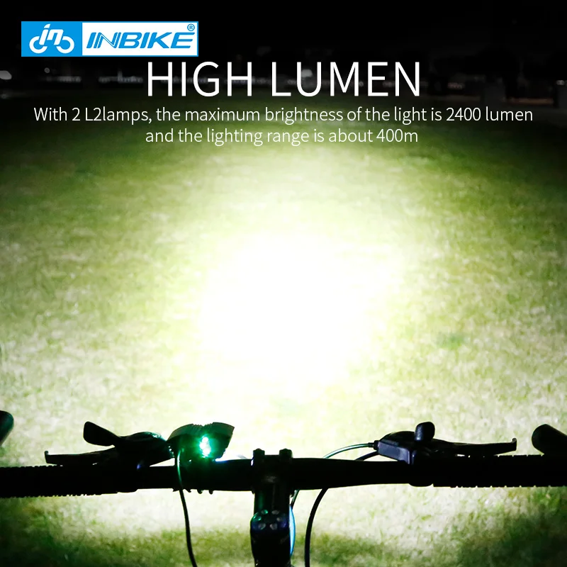 Perfect INBIKE Bike Light T6&L2 Wick Flashlight Waterproof Electric Bicycle Handlebar Light Cycling Accessory Bicycle Lantern For Bike 1