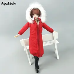 Красная Зимняя одежда длинное пальто для куклы Барби наряды парка для 1/6 BJD кукольный домик куртка 1:6 Куклы Аксессуары Детская игрушка