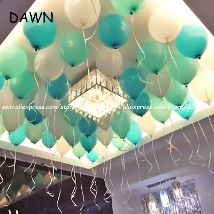 

20pcs/lot 2.2g 10 inch Tiffany Blue White Color Latex Balloons Kid Toys Home/ Birthday/Wedding Party Decoration balloon
