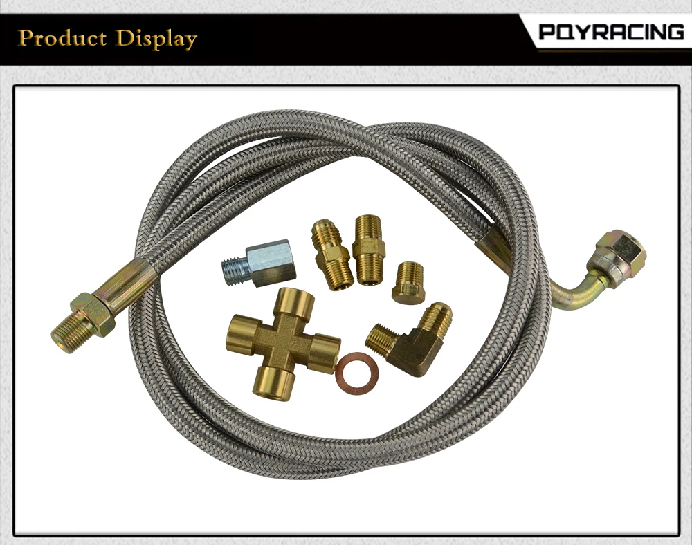 PQY-3" плетеная нержавеющая сталь турбозарядка 1/8 NPT фитинг линия подачи масла для T3/T4 турбонаддува PQY-TOL33