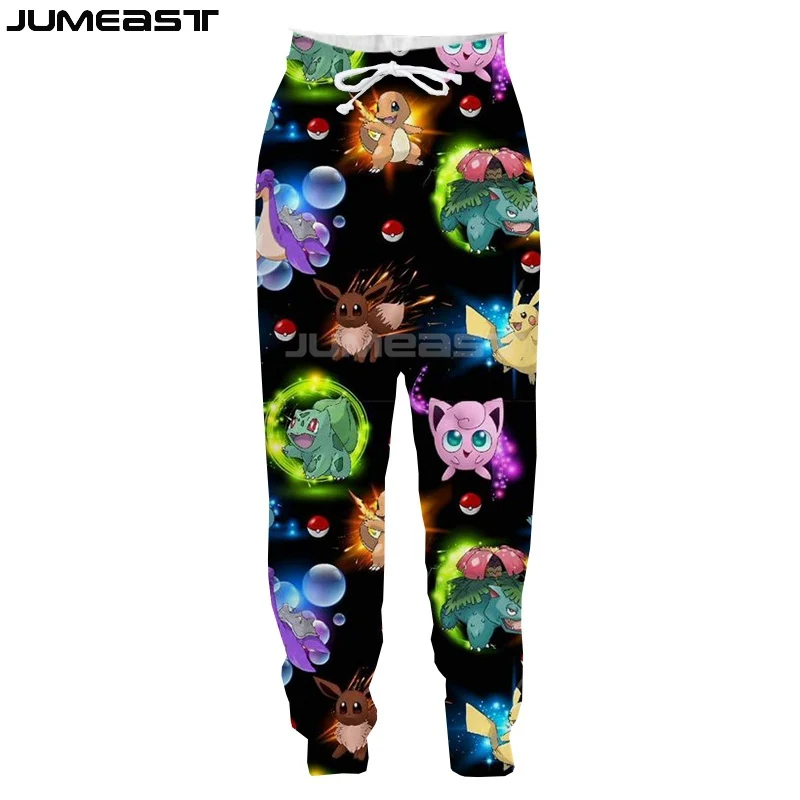 Jumeast бренд для мужчин/женщин 3D печатных мультфильм Покемон Пикачу повседневные длинные штаны спортивный пуловер длина пот брюки модные брюки