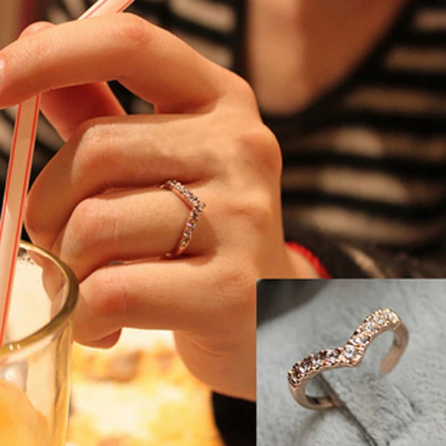 Women Minimalist Thin Finger Ring V-shaped Pattern Titanium StainlessSteel  Ring^ | eBay