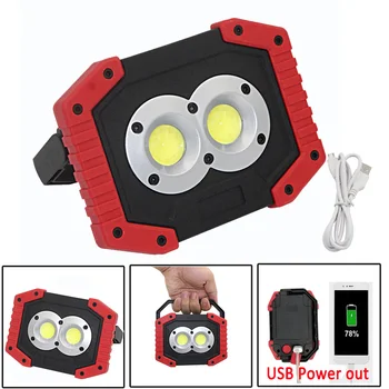 

20W 2x COB LED Flashlight Work Light lantern Flood Light 3 Mode USB Rechargeable Power Out For Camping Tent lamp Outdoor