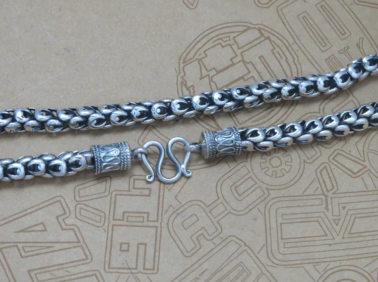 Thai silver 925 silver jewelry vintage old dragon head Necklace domineering male models factory direct sales 8CM crude