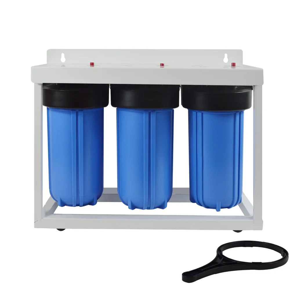 

High Quality! 3-Stage Big Blue Whole House Water Filtration System with 10"x4 1/2" PP Sediment, GAC ,Carbon Block Filter,1" port