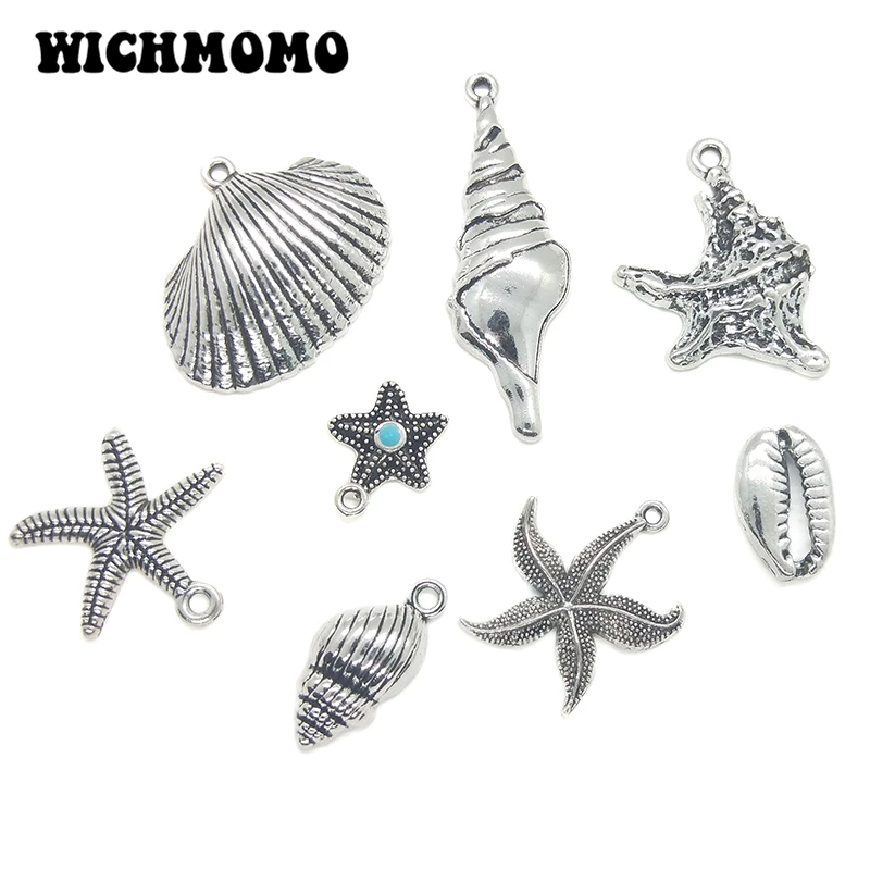 

2019 New Fashion Retro Zinc Alloy Silver Shell and Conch Series Charms Pendants for DIY Earring Pendant Jewelry Accessories