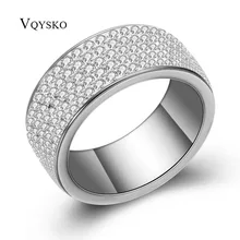5 строк ясно Ювелирные изделия из кристаллов модные Нержавеющая сталь Обручальные кольца