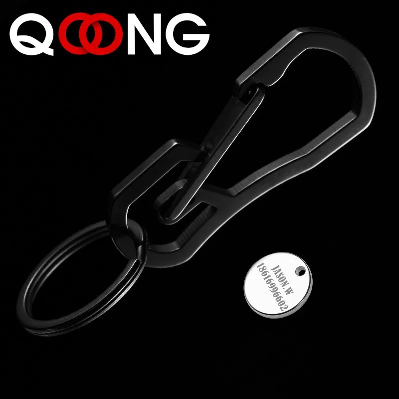 QOONG 2021 High Quality Metal Keyring Men's Stainless Steel Keychain Key Holder Belt Buckles Chaveiro Car Key Chain Y02 - Image 6