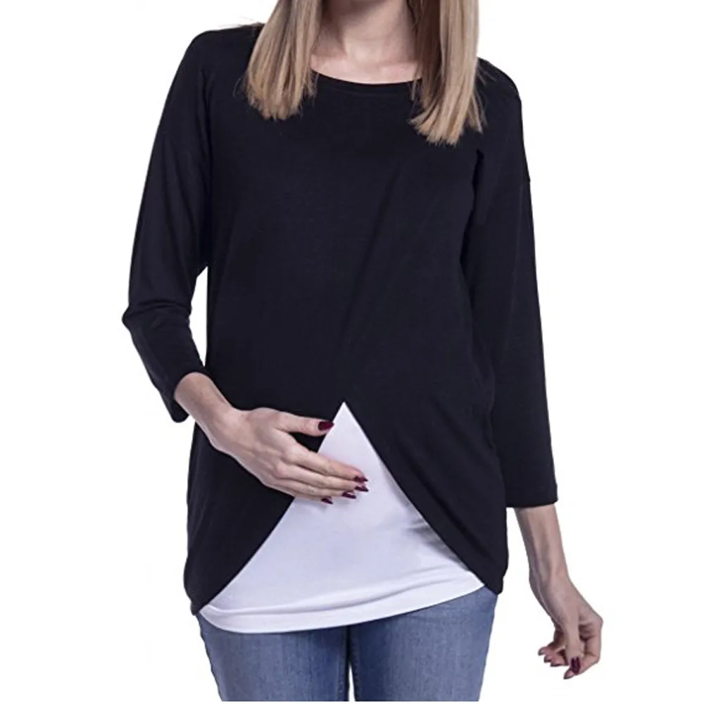 Women's pregnant women breastfeeding wrappers comfortable double shirt T-shirt pregnant women Korean fashion women's clothing