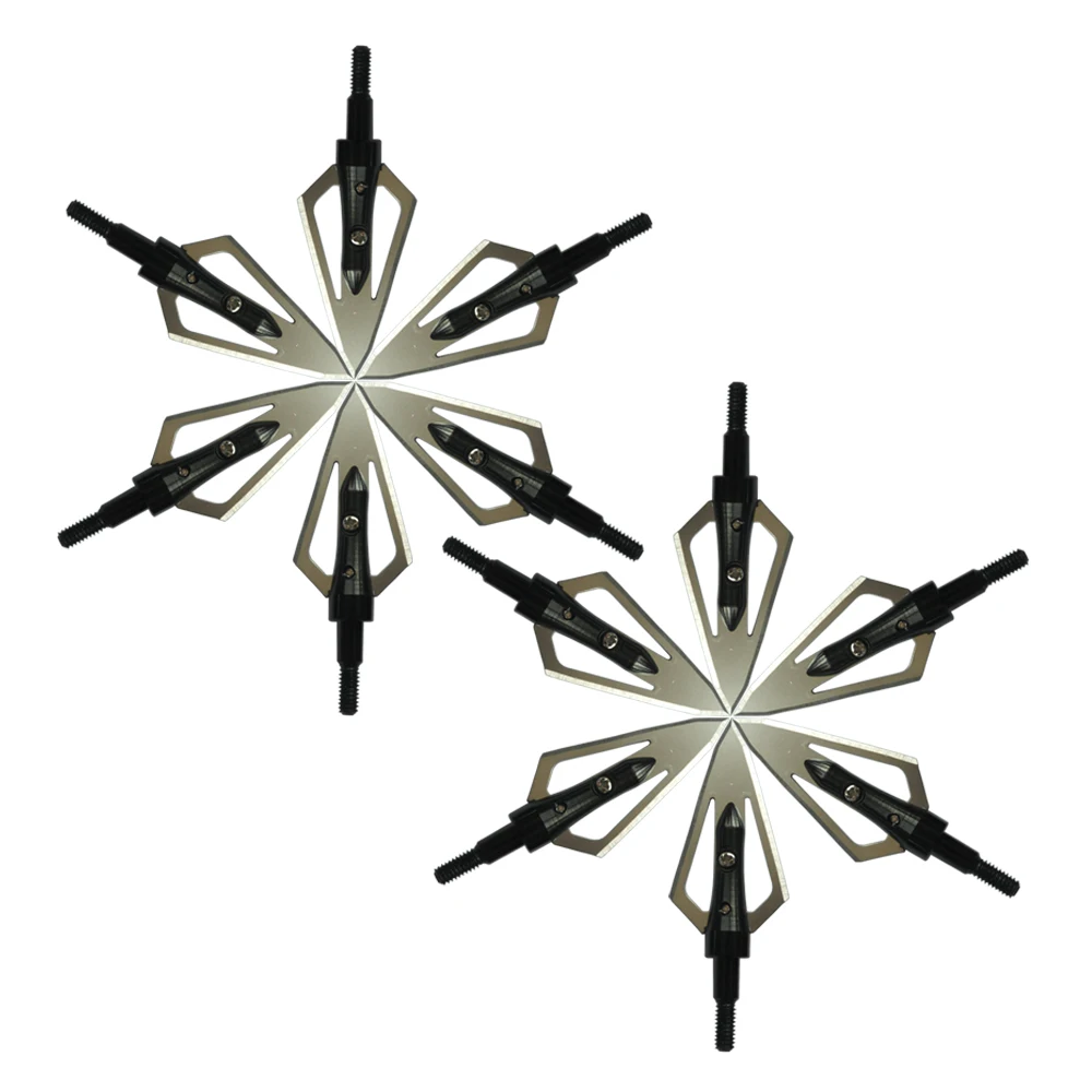12pcs Hunting Arrowheads Black Broadhead 100 Grain Archery Shooting