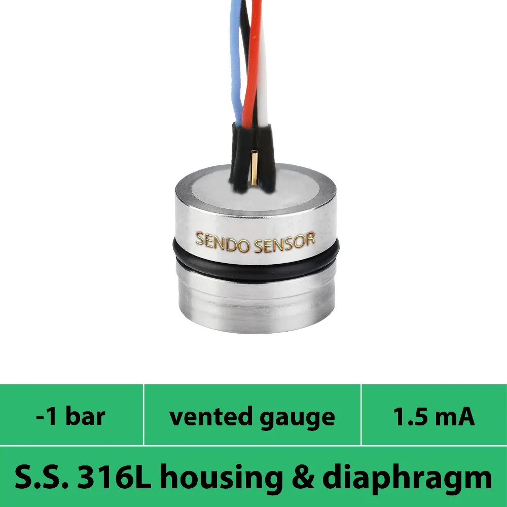 

negative pressure -1 to 0 bar, mV output stainless steel isolated pressure transducer, 1.5 mA power + pressure -100 kpa gauge