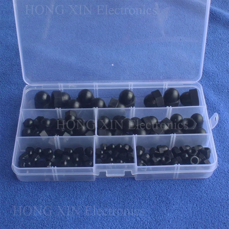 140Pcs M3/M4/M5/M6/M8/M10 Black Plastic Acorn Nuts Assortment kit set Fastener Hardware PCB Decorate Cap Nuts High-Quality 140Pcs M3/M4/M5/M6/M8/M10 Black Plastic Acorn Nuts Assortment kit set Fastener Hardware PCB Decorate Cap Nuts High-Quality