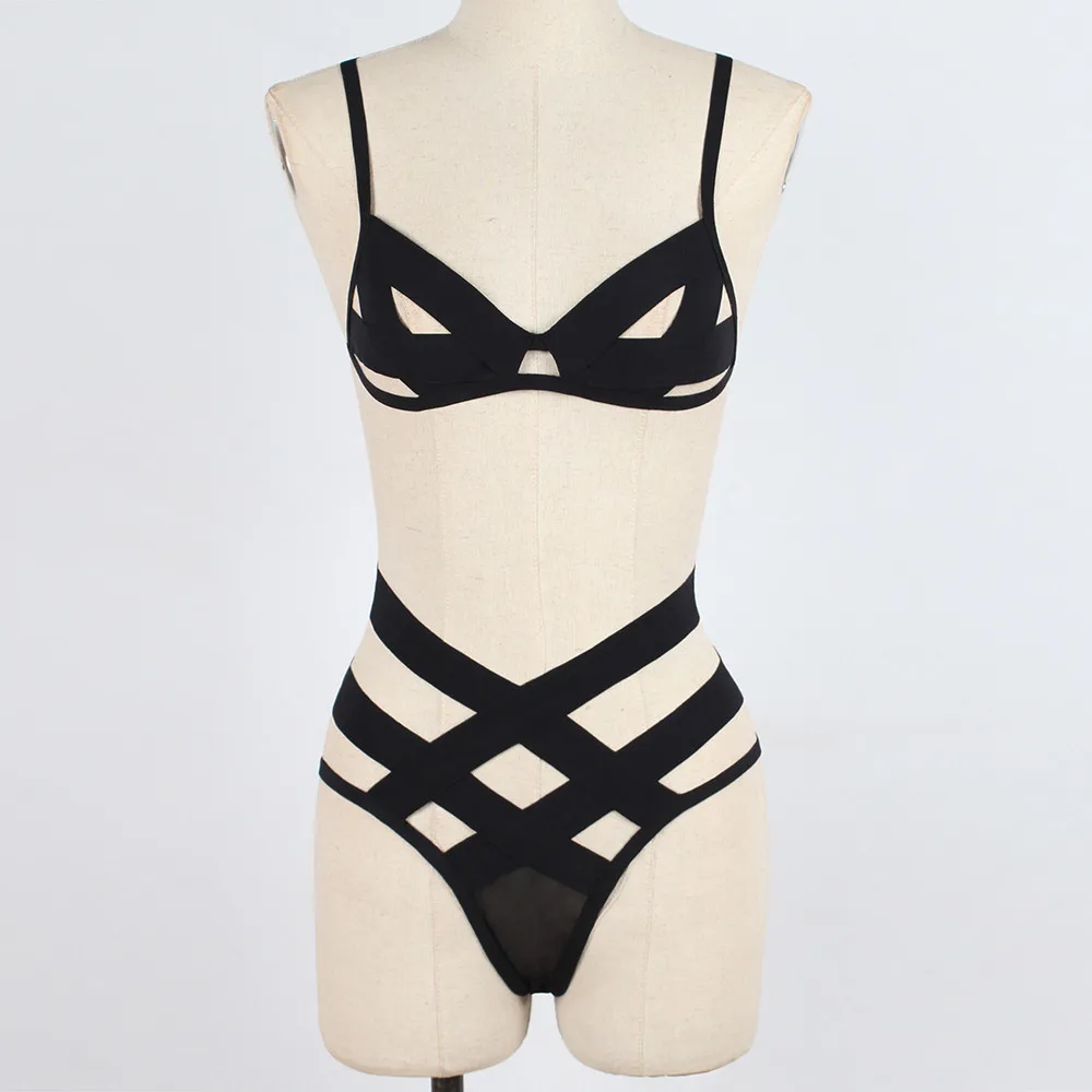 Спандекс сексуальный купальник с высокой талией черный бикини пляжная одежда купальник женский купальник бикини feminino Wire Free A19