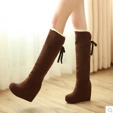 Зимние сапоги на высоком каблуке; коллекция года; Сезон Зима; Новые корейские женские сапоги; высокие водонепроницаемые зимние сапоги