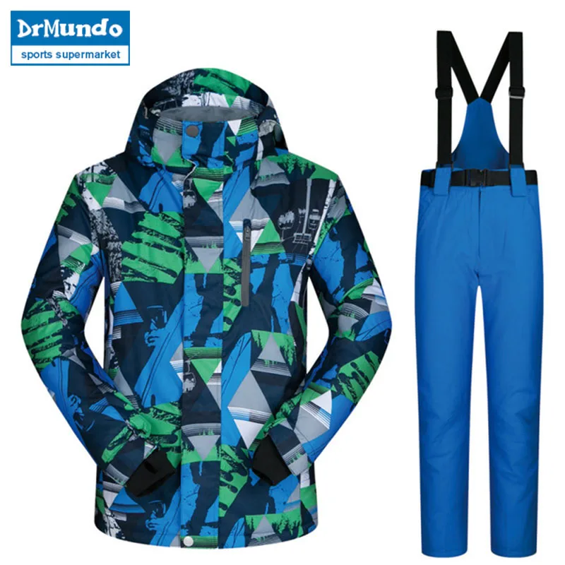 

Men Ski Suit 2018 New Outdoor Warm Waterproof Windproof Breathable Male Winter Snowboard Jacket Pant Snow Set Ski Jackets Brands