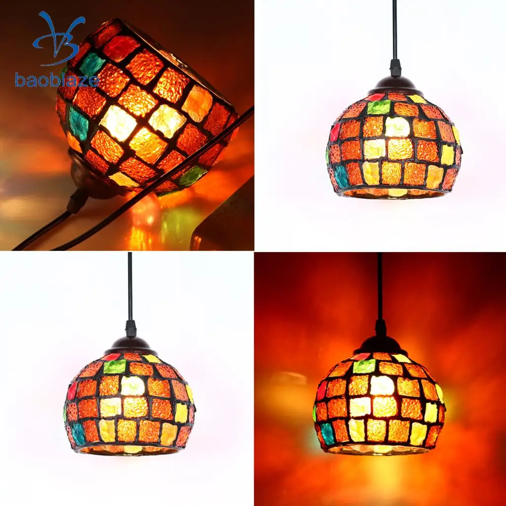 2Pcs Vintage Hanging Light Mosaic Design Pendant Ceiling Lampshade 