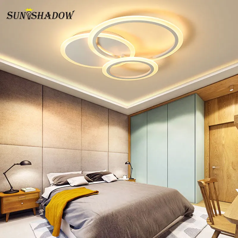 Современный светодиодный потолочный светильник Plafondlamp для гостиной, спальни, кухни, белая и кофейная акриловая люстра, потолочный светильник, светодиодный светильник
