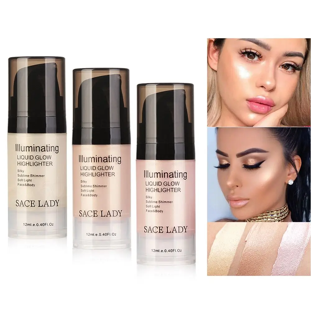 

SACE LADY Liquid Highlighter Cream Face Brightene Concealer Profissional Cosmetic Makeup Shimmer Bronzer Illuminator Highlighter