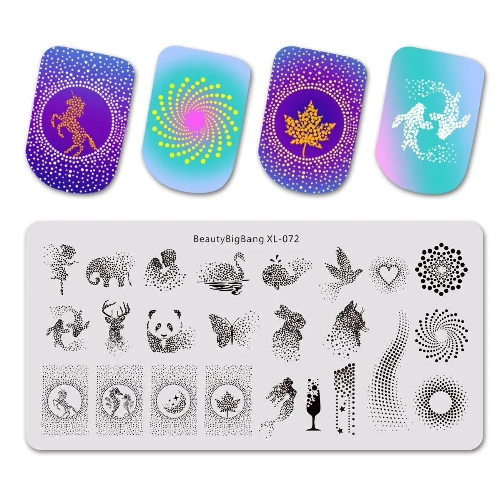 Beautybigbang 6*12cm Stainless Steel Stamping Plate Flower Figure Grass Blade Design For Nail Art Polish Stamp Plate XL-075 - Цвет: 72