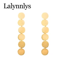 Lalynnlys, модные золотые серьги в виде монет, Длинные круглые серьги с блестками для женщин, висячие серьги с кисточками, ювелирное изделие, новинка,, E18741