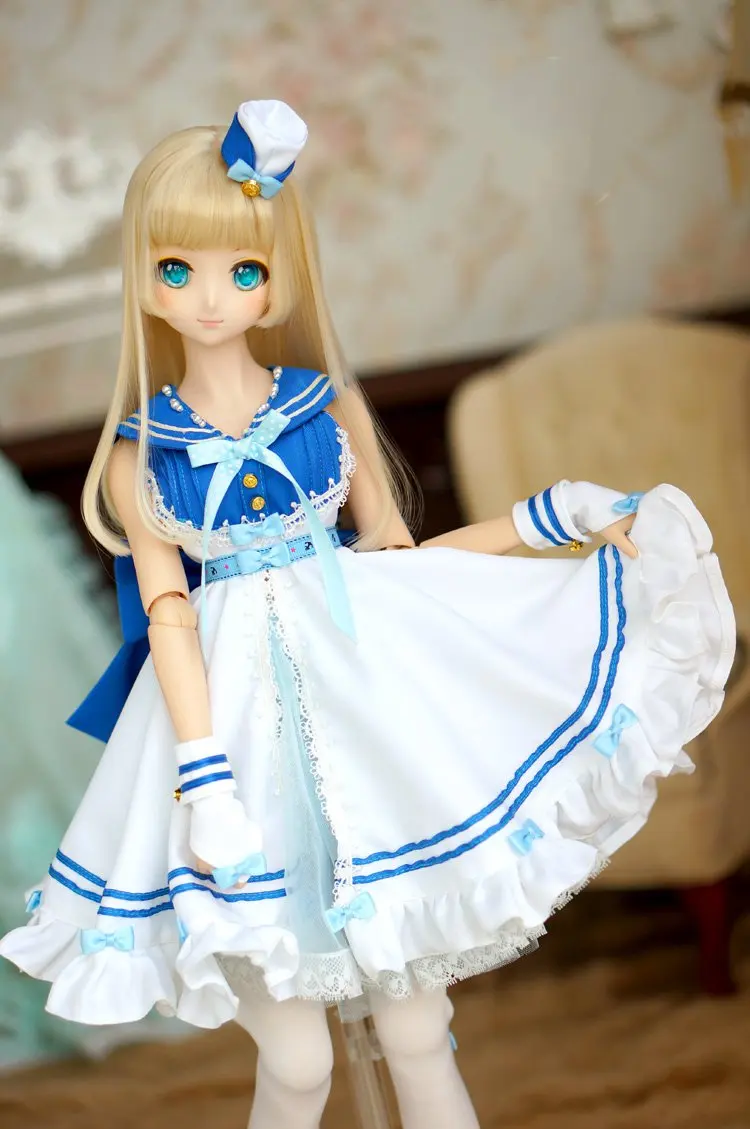 

Estartek MW001 Full Hand Made 1/3 1/4 Customized Navy Uniform School Uniform Suit for BJD SD DD Doll Action Figure DIY
