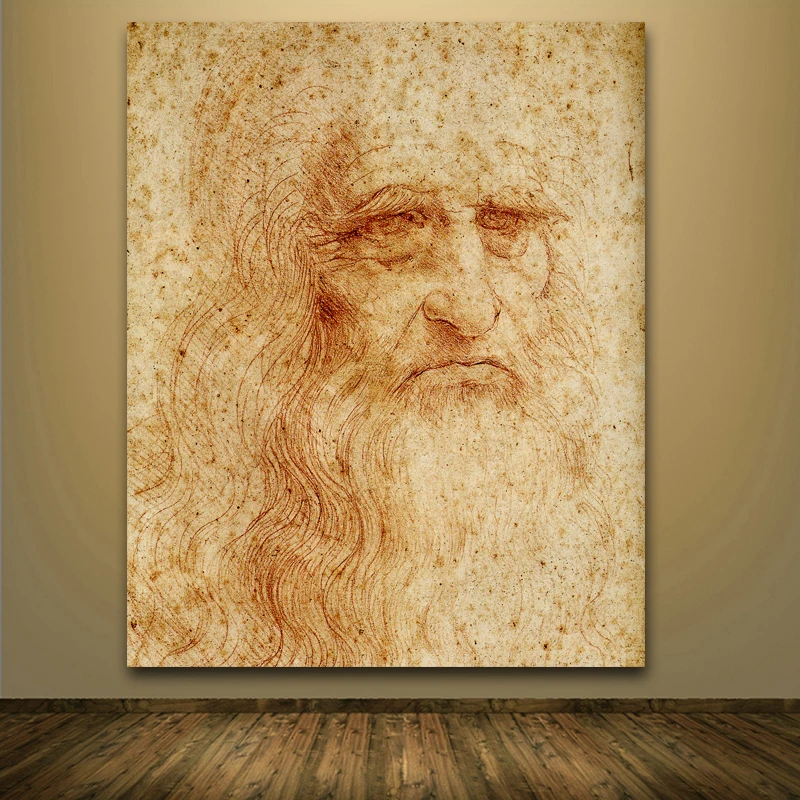 

Canvas Art Prints Famous Artist Leonardo Da Vinci Self portrait Wall Art Painting For Home Decor Vintage Poster Unframed