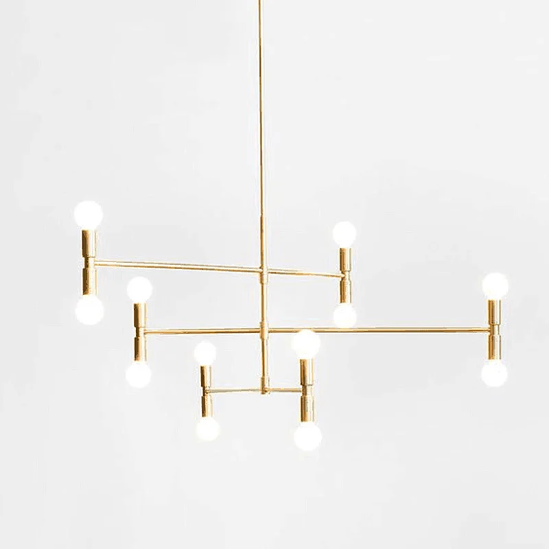 

Modern Loft Industrial Gold / Black Painted Metal Wrought Iron Pipe Erected LED E27 Bulb Chandelier Light Fixture Lustre