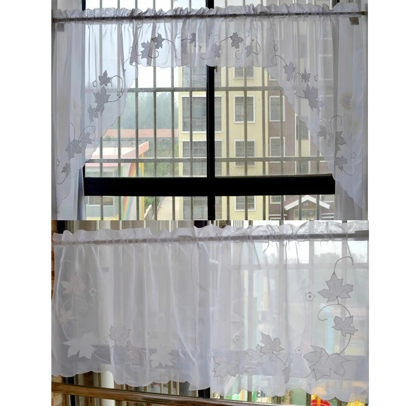 Embroidered Lace Half Valance Eyelet Tier Curtains Kitchen Window Treatment Embroidered Lace Half Valance Eyelet Tier Curtains Kitchen Window Treatment