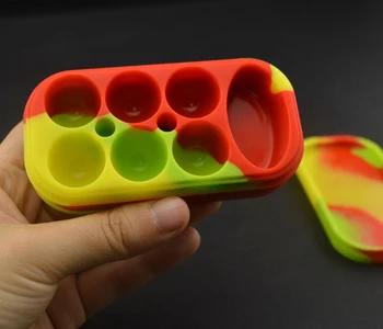 

6+1 Silicone Wax Containers Kit Convex Nonstick Jars Dab Wax Silicon Box Cases For Vape Atomizer Vaporizer E Cig Oil Storage FDA
