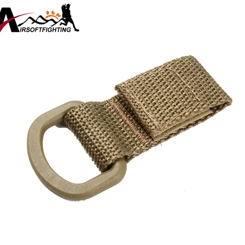 Tactical Nylon Molle Webbing Belt D-Ring Carabiner Buckle Outdoor Camping Hiking Backpack Keychain Hanger Key Hook