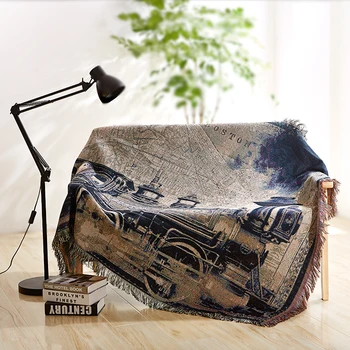 

Colorful Jacquard Reversible Throw Blanket Locomotive cotton non-slip sofa towel blanket cushion carpet