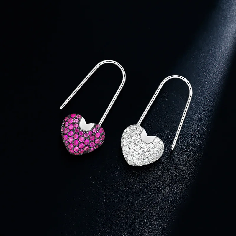 

New Lock Your Heart CZ Crystal Dangle Earring for Women Engagement Party Jewelry Lover Gift Boucle D'oreille Femme Bijoux