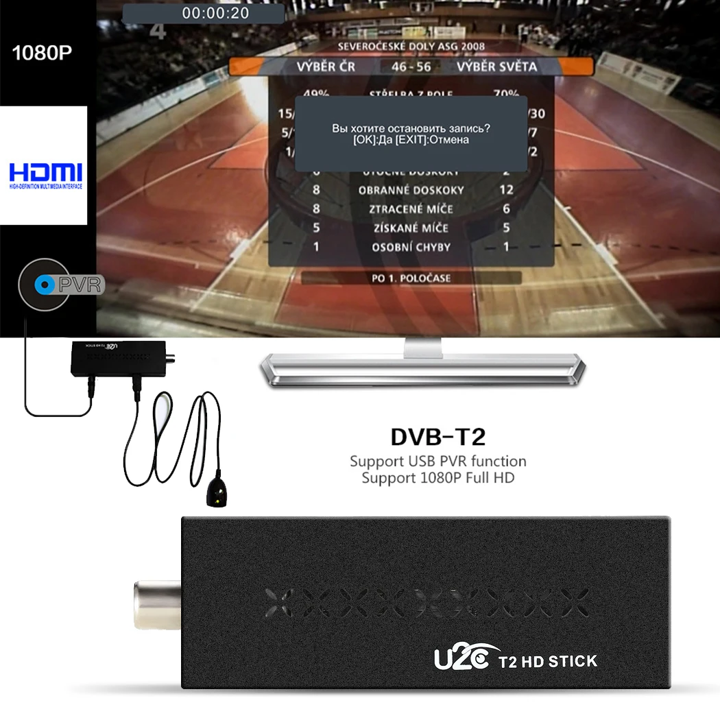 

DVB-T2 HD TV Stick Digital Terrestrial TV Receiver 1080P For Set Top Box DVBT2 H.264 MPEG4 HMI USB Tv-Tuner With Remote Control